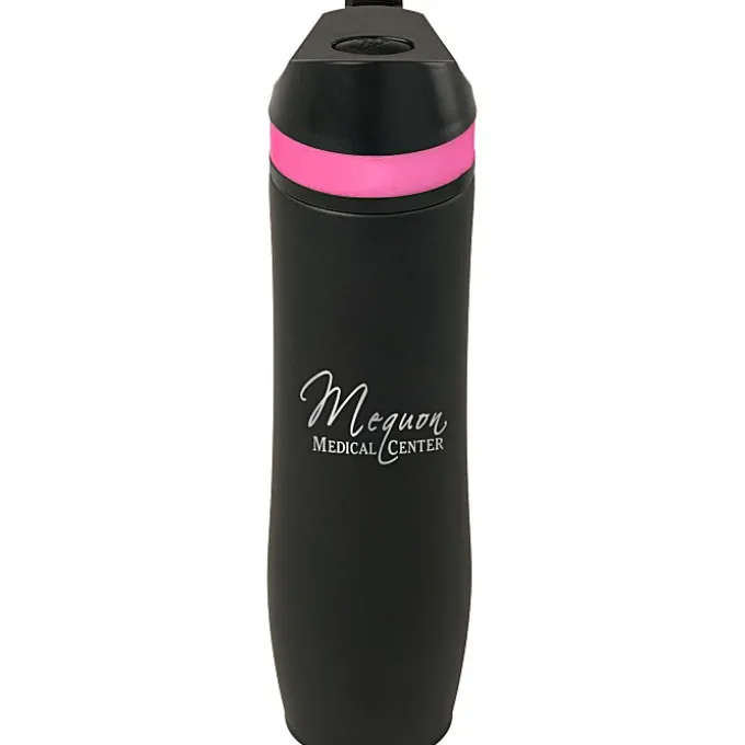 Persona Wave Vacuum Sport Bottle - 20 oz. - Black - Laser Engraved - 24 hr