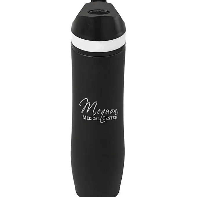 Persona Wave Vacuum Sport Bottle - 20 oz. - Black - Laser Engraved - 24 hr