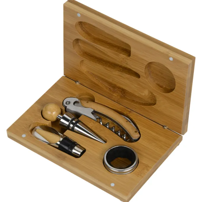 4-Piece Bamboo Wine Gift Set