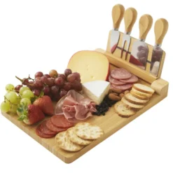5-Piece Magnetic Bamboo Cheese Board Set