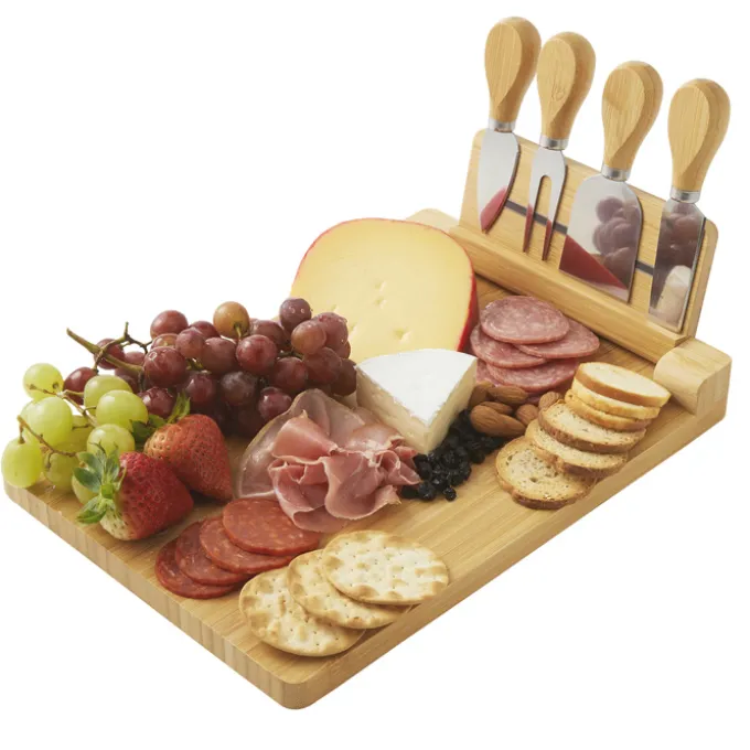 5-Piece Magnetic Bamboo Cheese Board Set