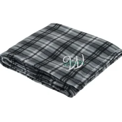 Plaid Fleece Blanket - Embroidered