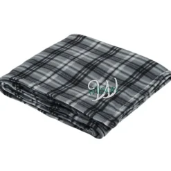 Plaid Fleece Blanket - Embroidered