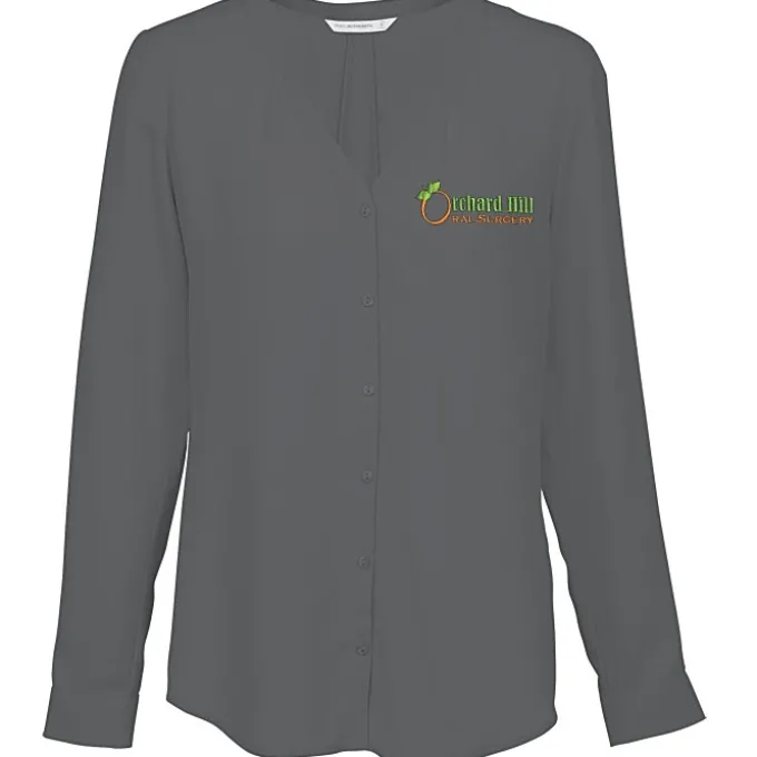Poly Crepe Button Down Blouse - Ladies'