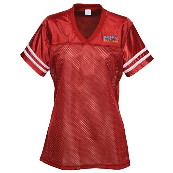 Poly Mesh Jersey V-Neck T-Shirt - Ladies' - Embroidered