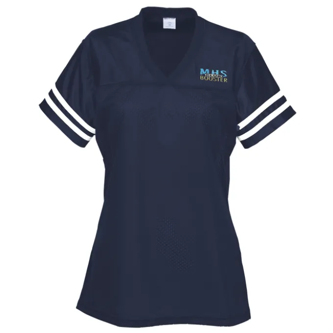 Poly Mesh Jersey V-Neck T-Shirt - Ladies' - Embroidered