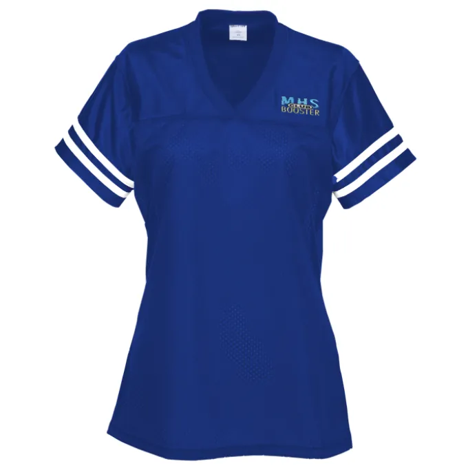 Poly Mesh Jersey V-Neck T-Shirt - Ladies' - Embroidered