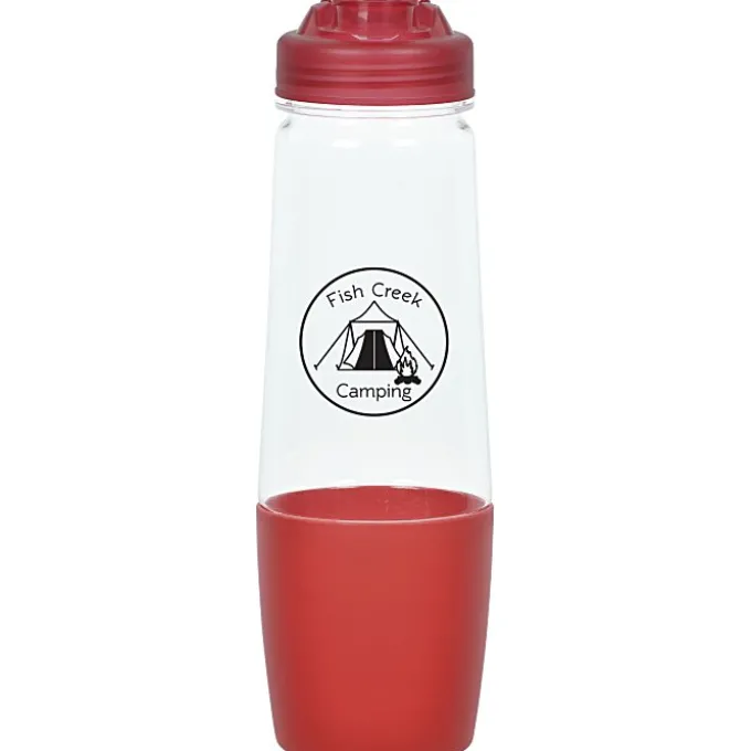 PolySure Sip and Pour Water Bottle with Flip Lid - 28 oz - Clear