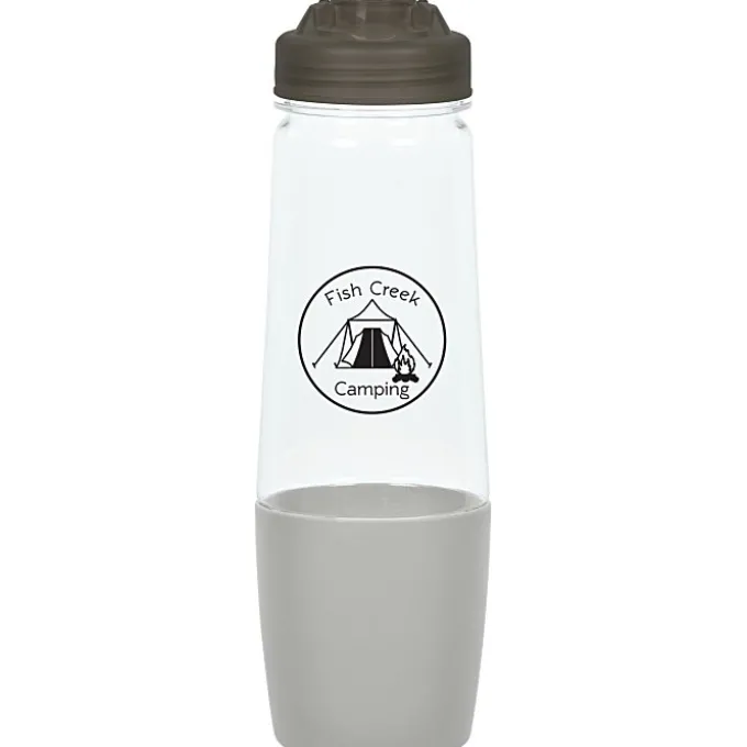 PolySure Sip and Pour Water Bottle with Flip Lid - 28 oz - Clear