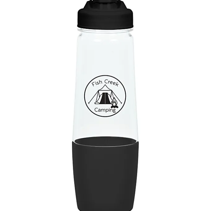 PolySure Sip and Pour Water Bottle with Flip Lid - 28 oz - Clear