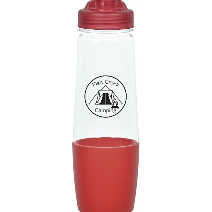 PolySure Sip and Pour Water Bottle with Flip Lid - 28 oz - Clear