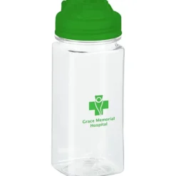 PolySure Squared-Up Water Bottle with Flip Lid - 16 oz - Clear