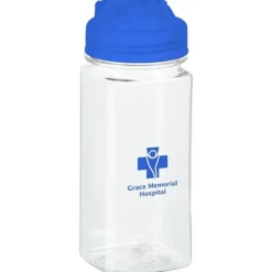 PolySure Squared-Up Water Bottle with Flip Lid - 16 oz - Clear