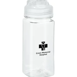PolySure Squared-Up Water Bottle with Flip Lid - 16 oz - Clear