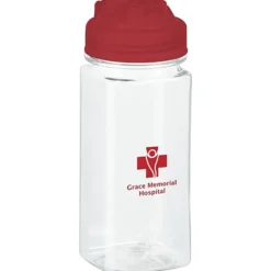 PolySure Squared-Up Water Bottle with Flip Lid - 16 oz - Clear