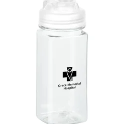 PolySure Squared-Up Water Bottle with Flip Lid - 16 oz - Clear