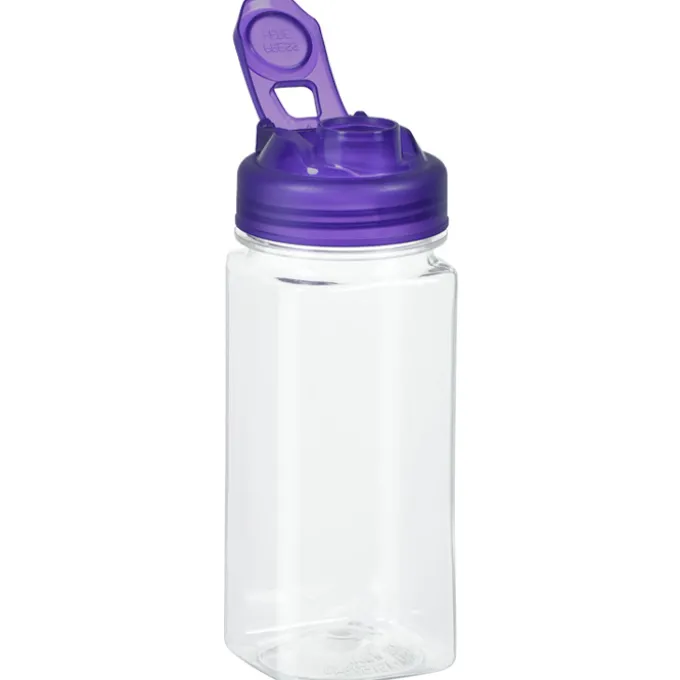 PolySure Squared-Up Water Bottle with Flip Lid - 16 oz - Clear