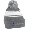 Pom Pom Cuff Beanie with Stripes - 24 hr