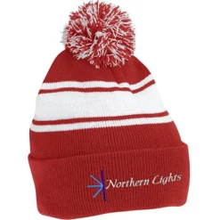 Pom Pom Cuff Beanie with Stripes - 24 hr