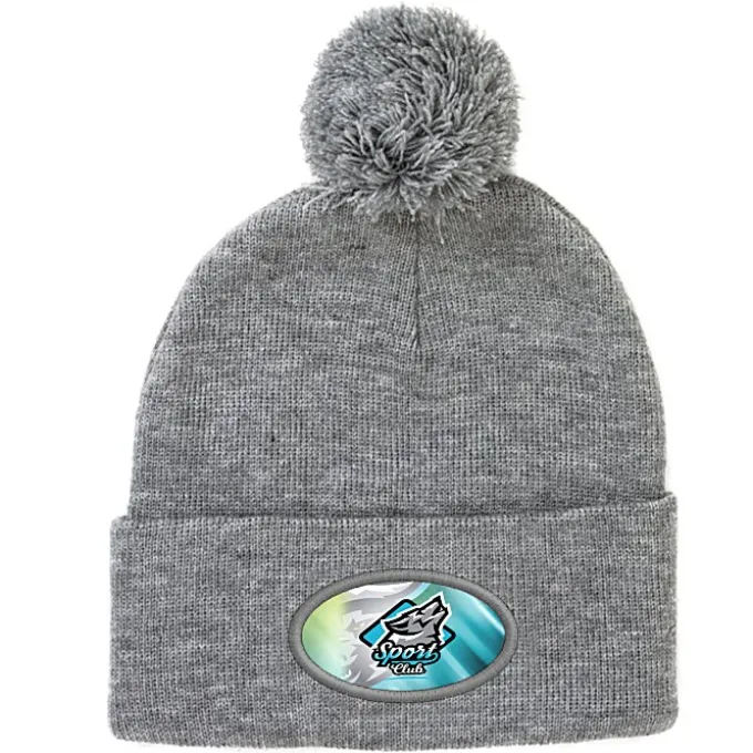 Pom Pom Knit Hat - Full Color Patch