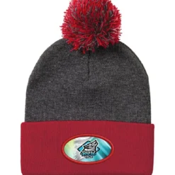 Pom Pom Knit Hat - Full Color Patch