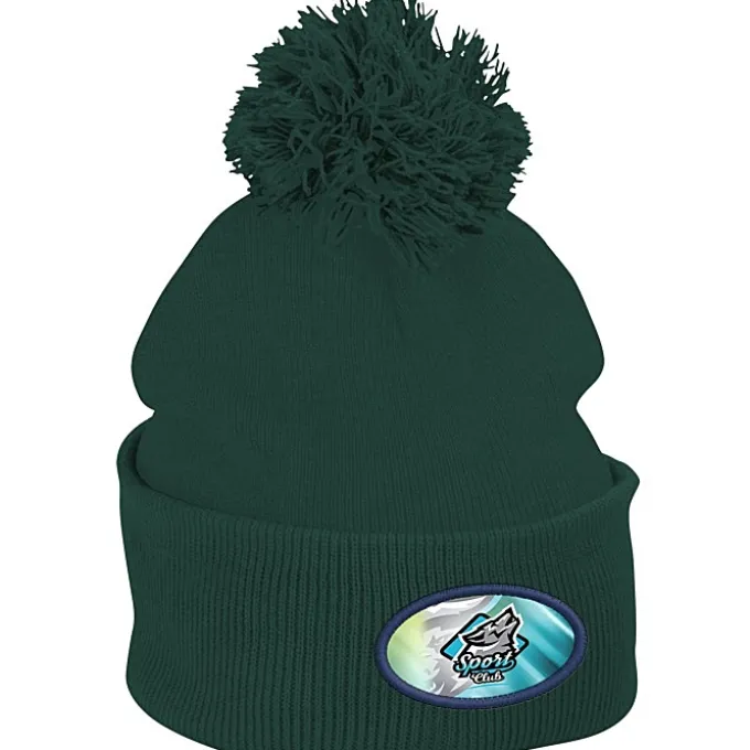 Pom Pom Knit Hat - Full Color Patch