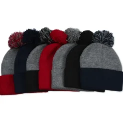Pom Pom Knit Hat - Full Color Patch