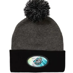 Pom Pom Knit Hat - Full Color Patch