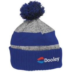 Pom Pom Melange Beanie with Ribbed Cuff - 24 hr
