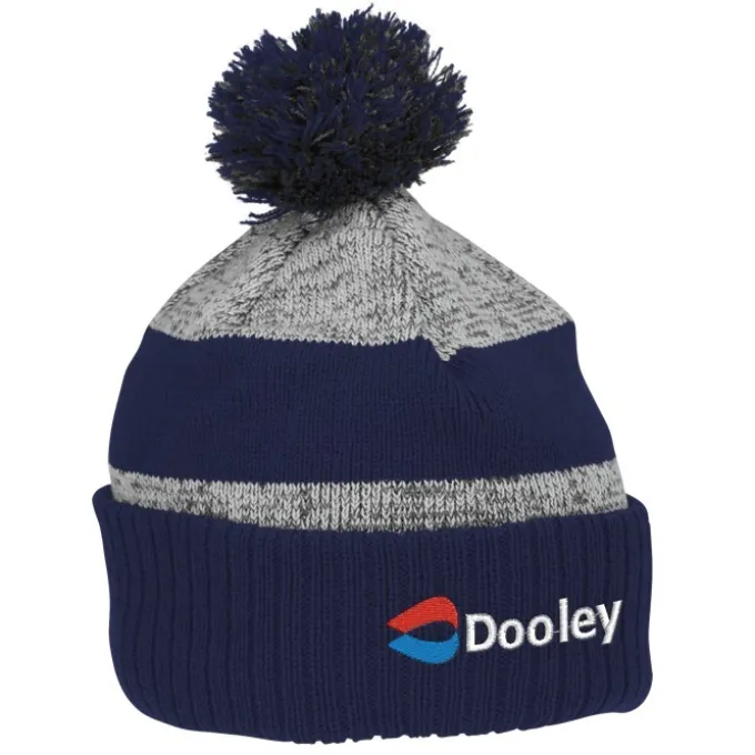 Pom Pom Melange Beanie with Ribbed Cuff - 24 hr