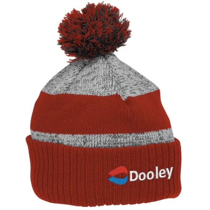 Pom Pom Melange Beanie with Ribbed Cuff - 24 hr