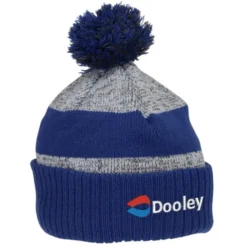 Pom Pom Melange Beanie with Ribbed Cuff