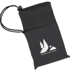 Poncho with Mesh Trim Drawstring Pouch