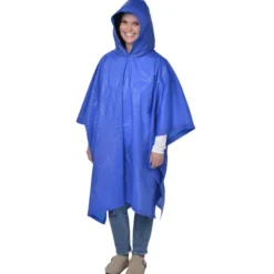 Poncho with Mesh Trim Drawstring Pouch