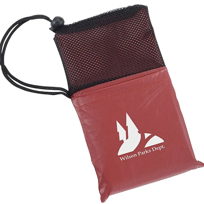 Poncho with Mesh Trim Drawstring Pouch
