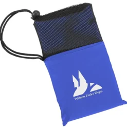 Poncho with Mesh Trim Drawstring Pouch