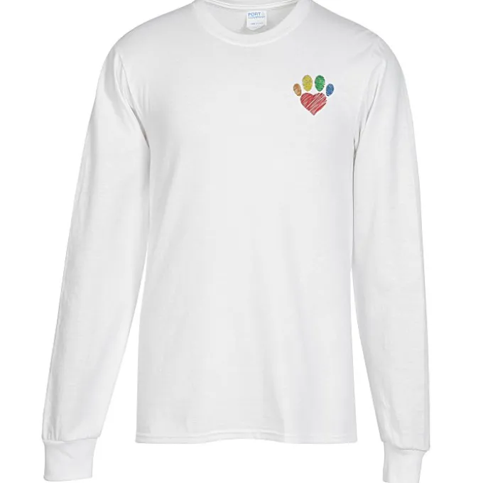 Port Classic 5.4-oz Long Sleeve T-Shirt - Men's - White - Embroidered