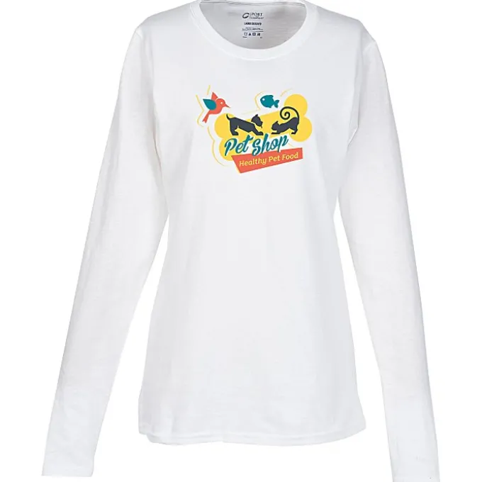 Port Classic 5.4-oz Long Sleeve T-Shirt - Ladies' - White - Full Color