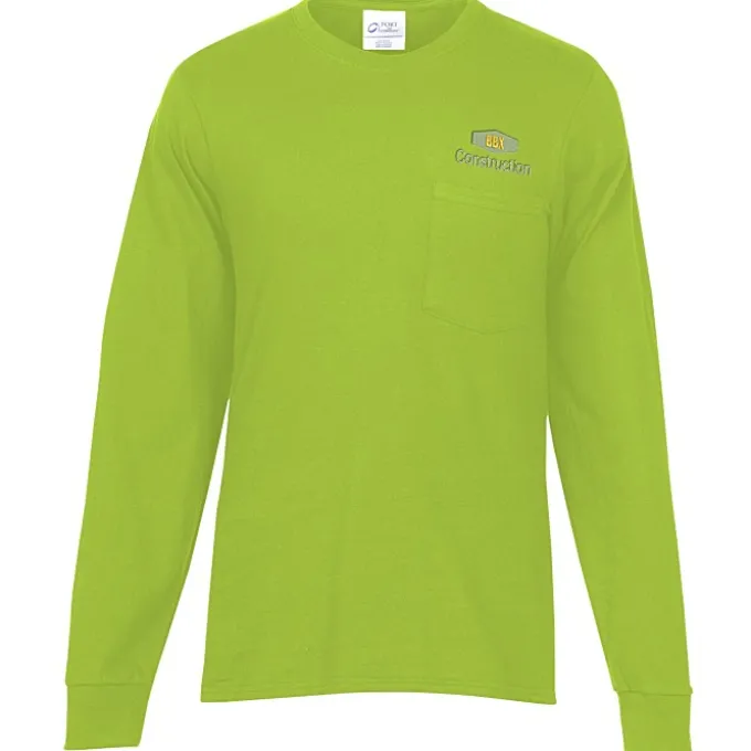 Port & Company Essential Long Sleeve Pocket T-Shirt - Embroidered