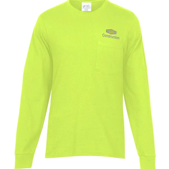 Port & Company Essential Long Sleeve Pocket T-Shirt - Embroidered