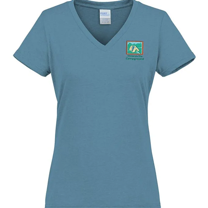 Port & Company Tri-Blend V-Neck T-Shirt - Ladies' - Embroidered