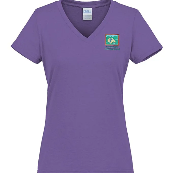 Port & Company Tri-Blend V-Neck T-Shirt - Ladies' - Embroidered