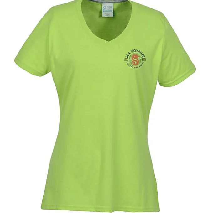Principle Performance Blend Ladies' V-Neck T-Shirt - Embroidered