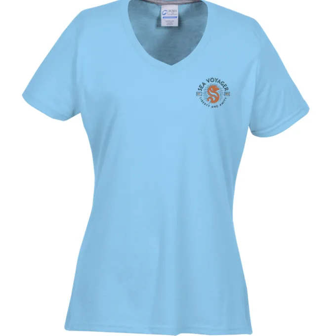 Principle Performance Blend Ladies' V-Neck T-Shirt - Embroidered