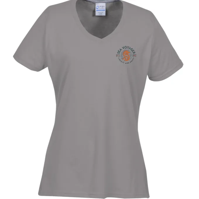 Principle Performance Blend Ladies' V-Neck T-Shirt - Embroidered