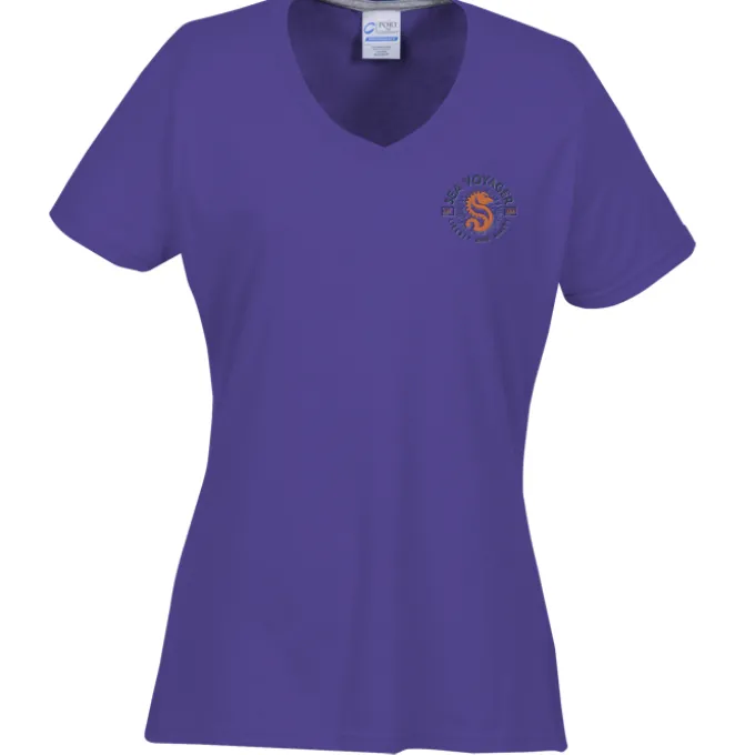 Principle Performance Blend Ladies' V-Neck T-Shirt - Embroidered