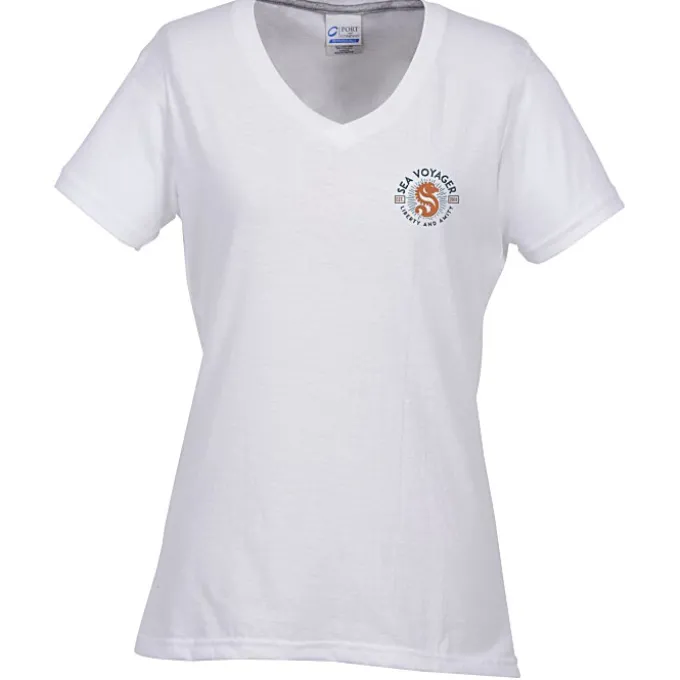 Principle Performance Blend Ladies' V-Neck T-Shirt - Embroidered