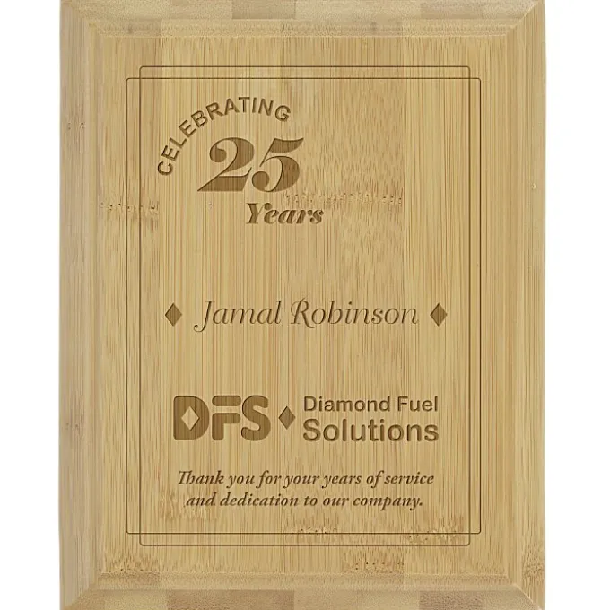 Prosperity Bamboo Plaque - 9 inches x 7 inches