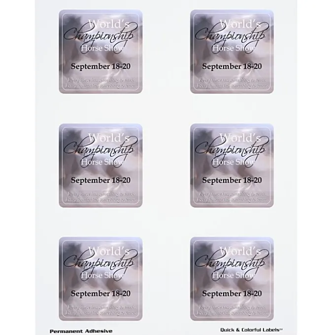 Quick & Colorful Perforated Sheeted Label - Square 2-1/2 inches x 2-1/2 inches