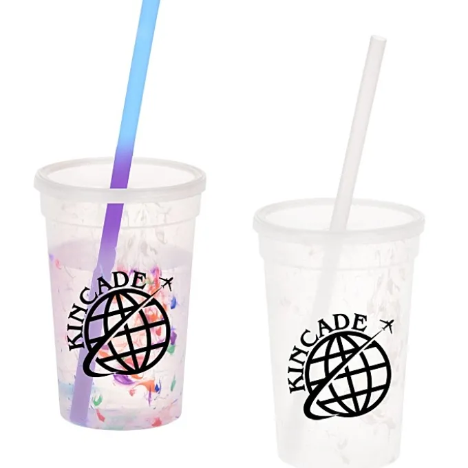 Rainbow Confetti Mood Cup with Straw - 16 oz